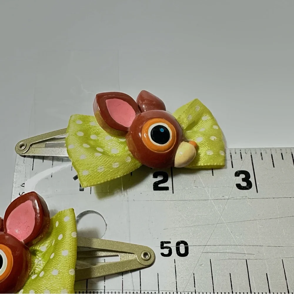 Vintage Deery-Lou Hair Clips Snap Barrettes y2k Sanrio Hello Kitty Deer Bow